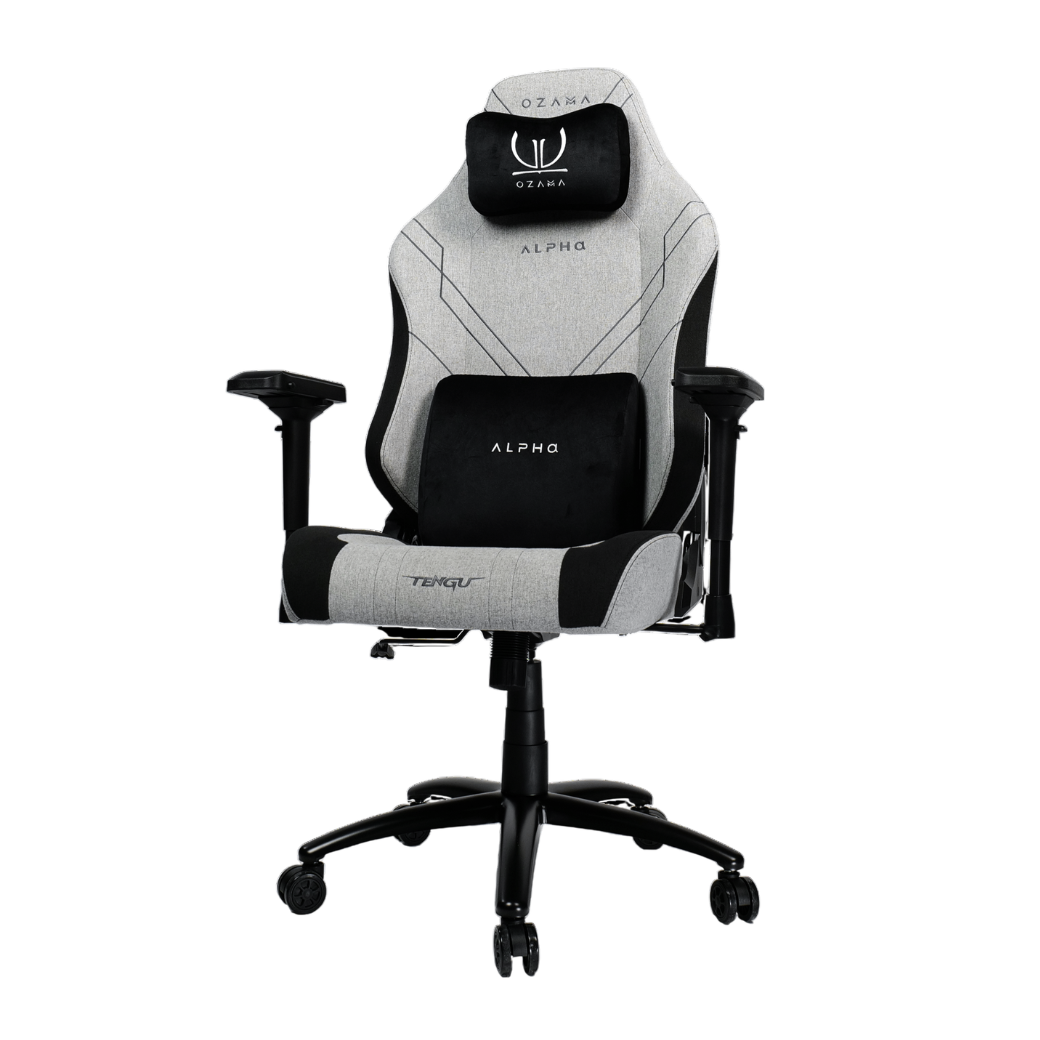 บัลลังก์เกมมิ่ง OZAMA ภายใต้แบรนด์ TENGUGAMINGGEARS รุ่น ALPHA FABRIC (CH-AP-F-LG) สีเทา เบาะผ้า_0